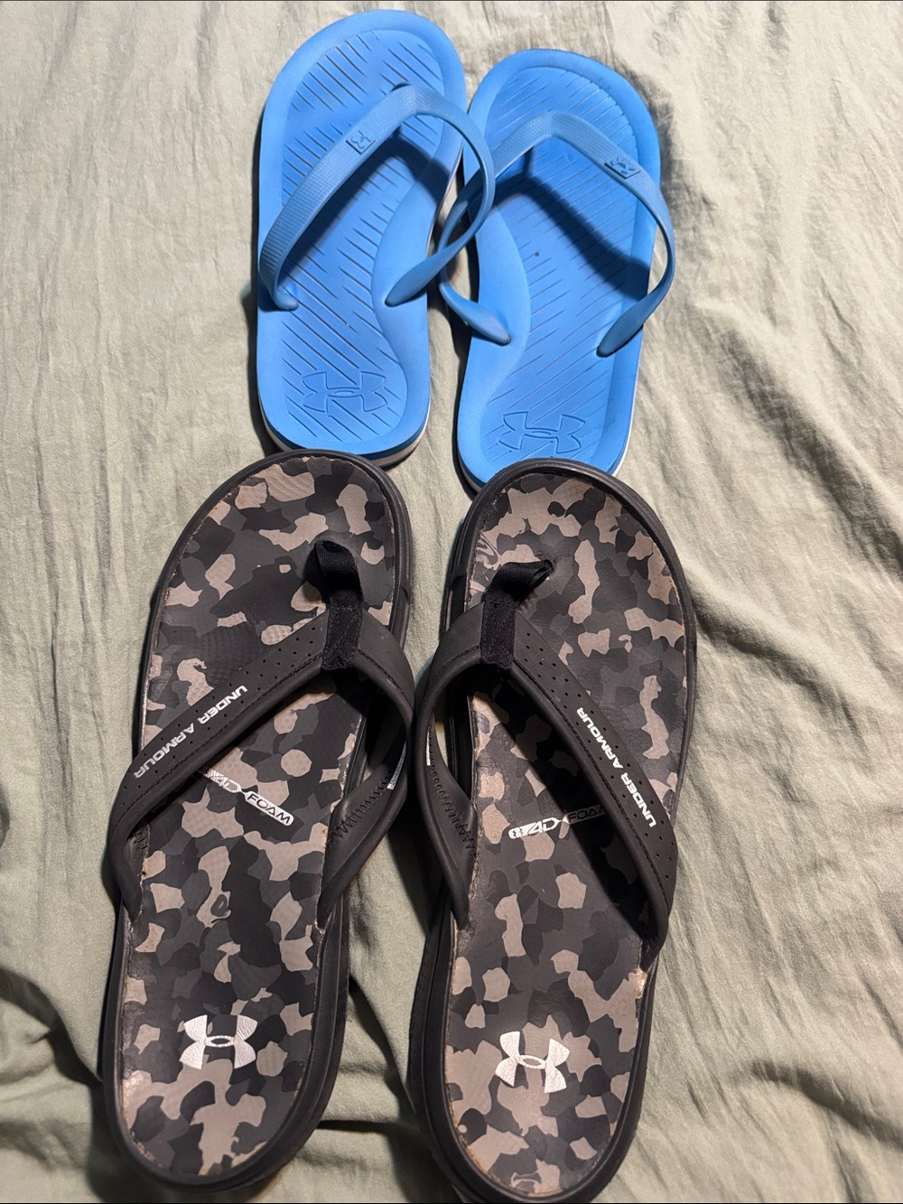 Under Armour Men’s Blue and Black Camo Flip Flops - Dual Pair